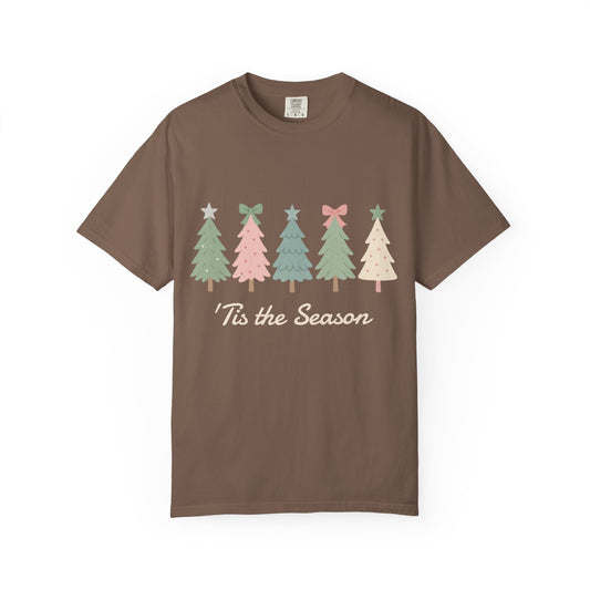 'Tis the Season Pink/Green Christmas Trees Comfort Colors 1717 T-Shirt