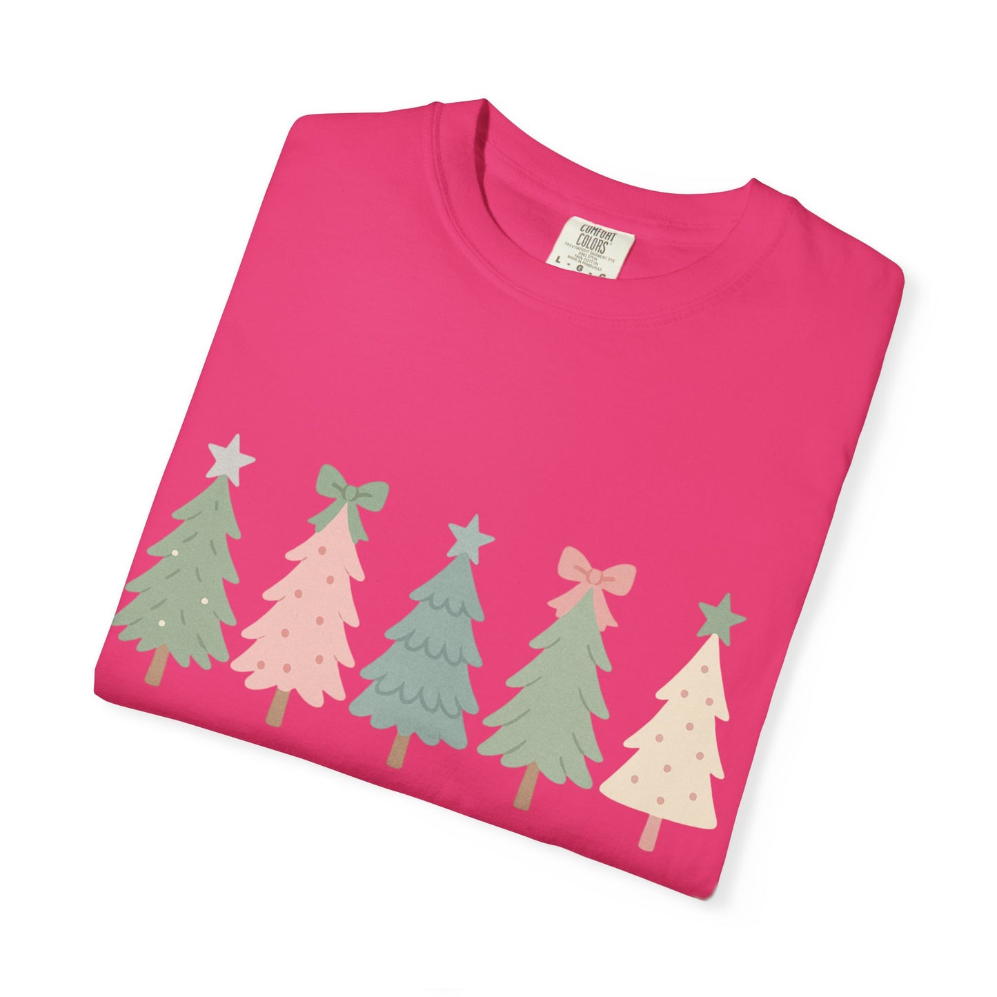 'Tis the Season Pink/Green Christmas Trees Comfort Colors 1717 T-Shirt