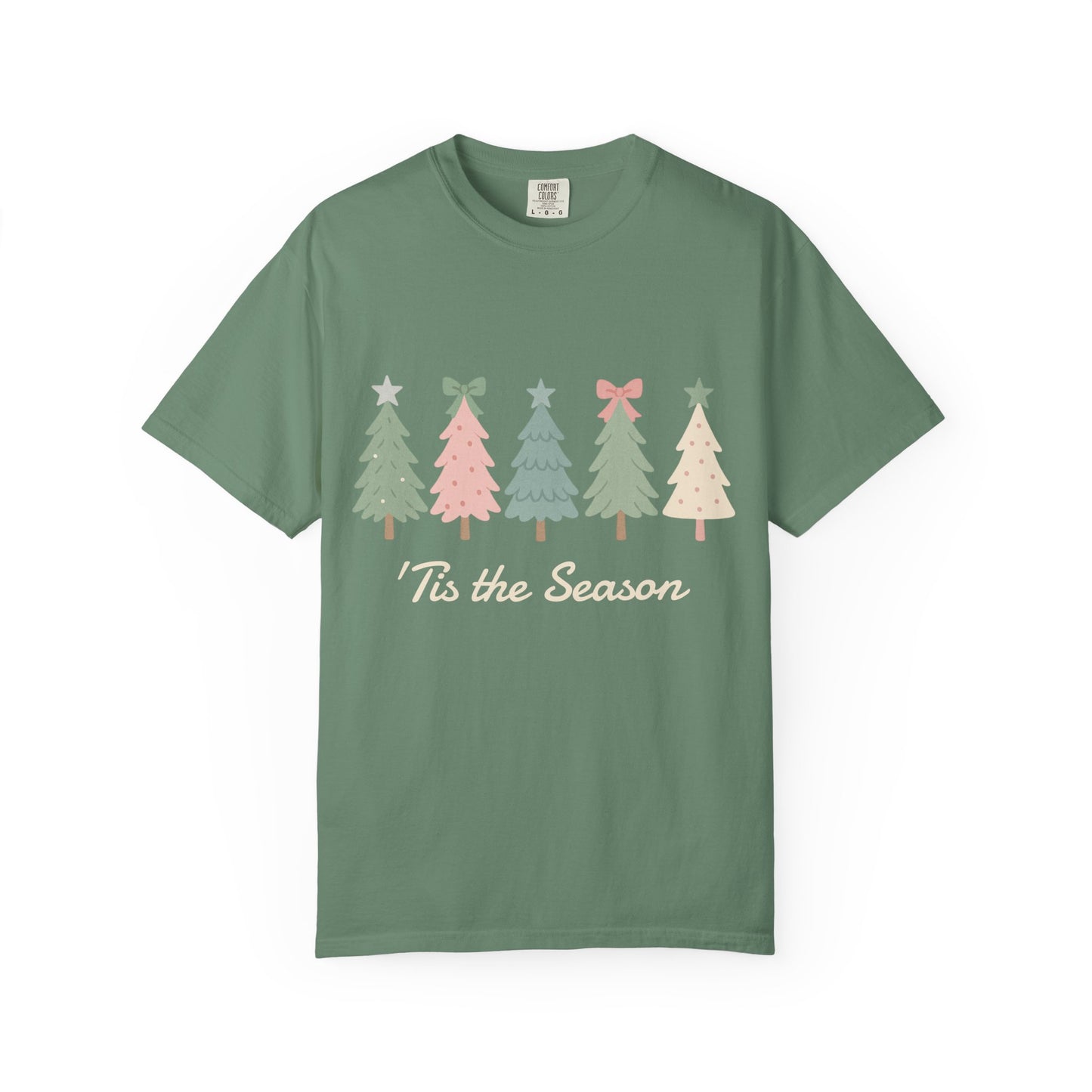 'Tis the Season Pink/Green Christmas Trees Comfort Colors 1717 T-Shirt
