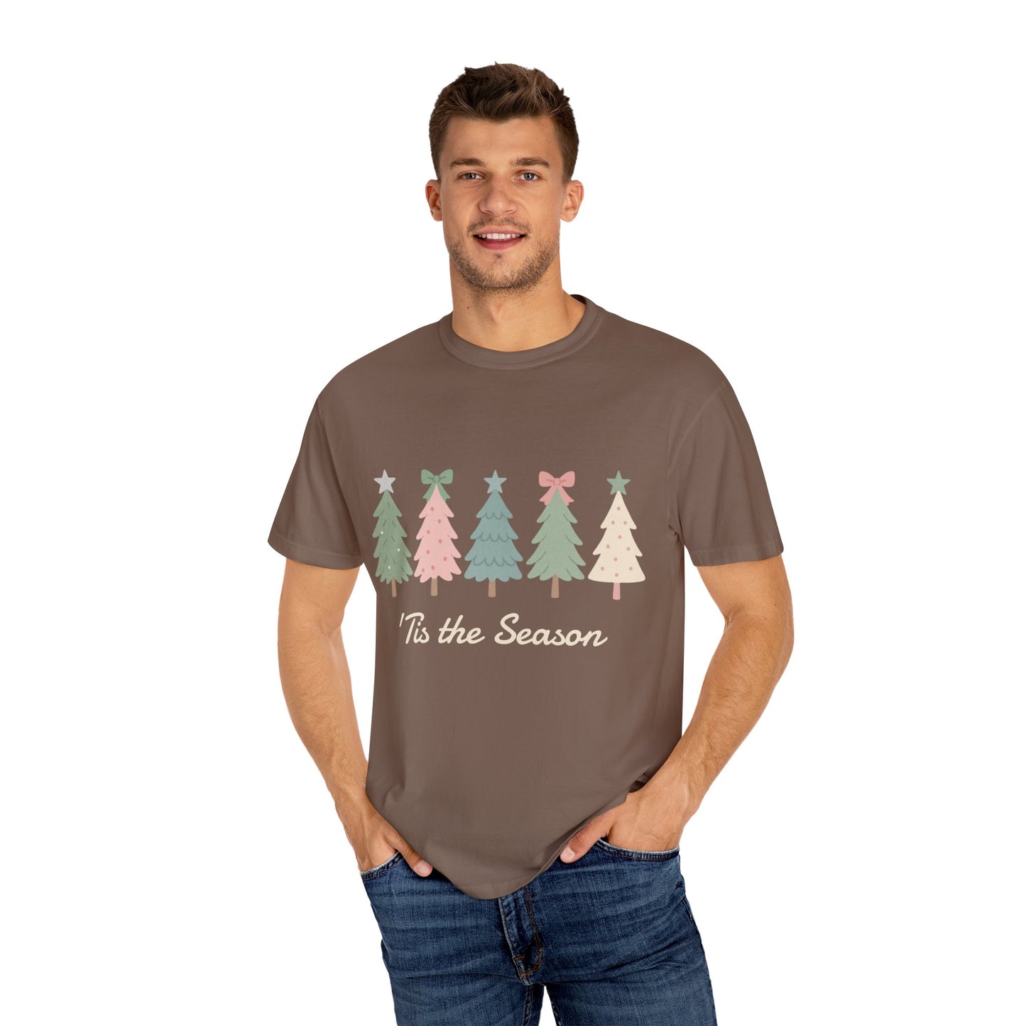 'Tis the Season Pink/Green Christmas Trees Comfort Colors 1717 T-Shirt