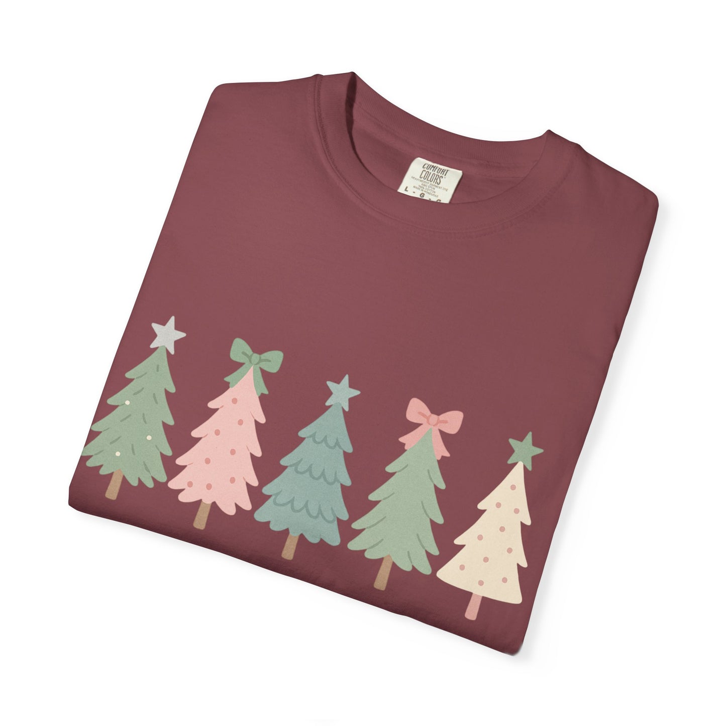 'Tis the Season Pink/Green Christmas Trees Comfort Colors 1717 T-Shirt