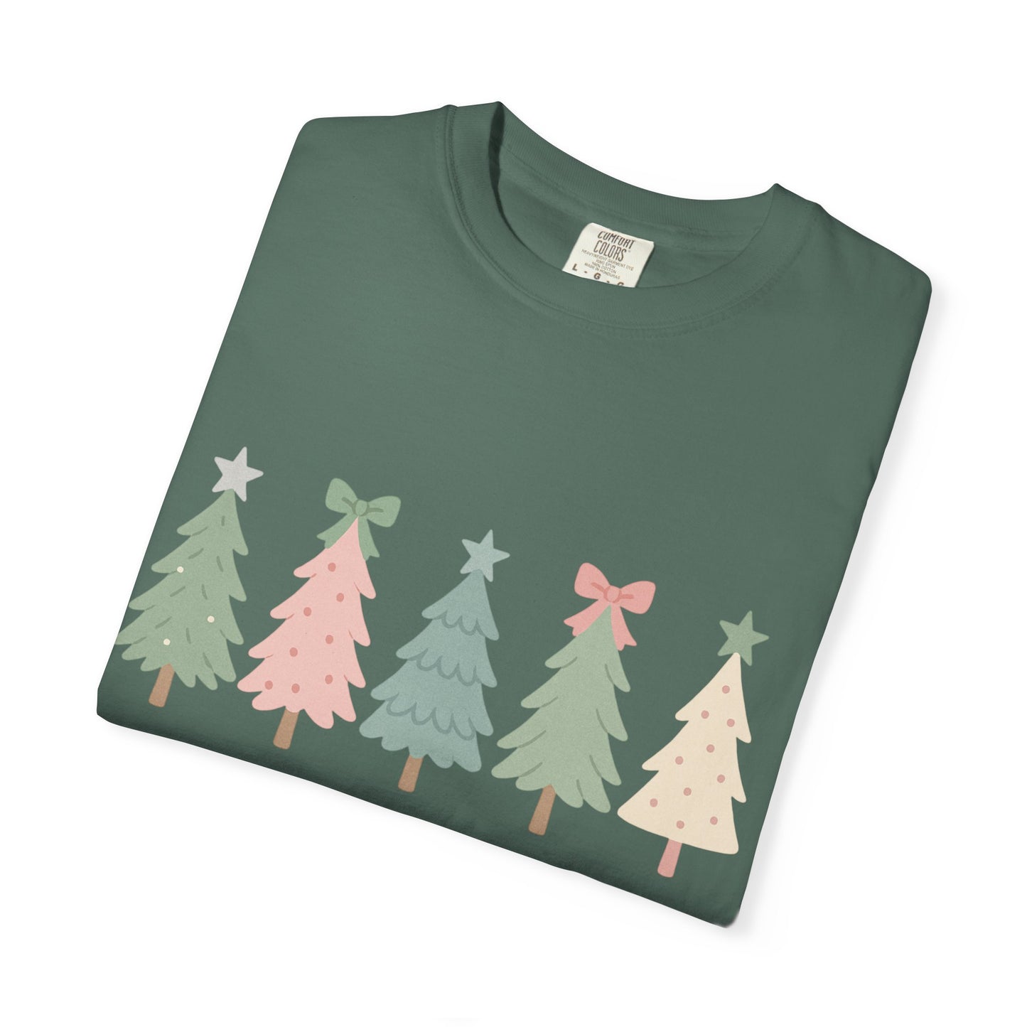 'Tis the Season Pink/Green Christmas Trees Comfort Colors 1717 T-Shirt