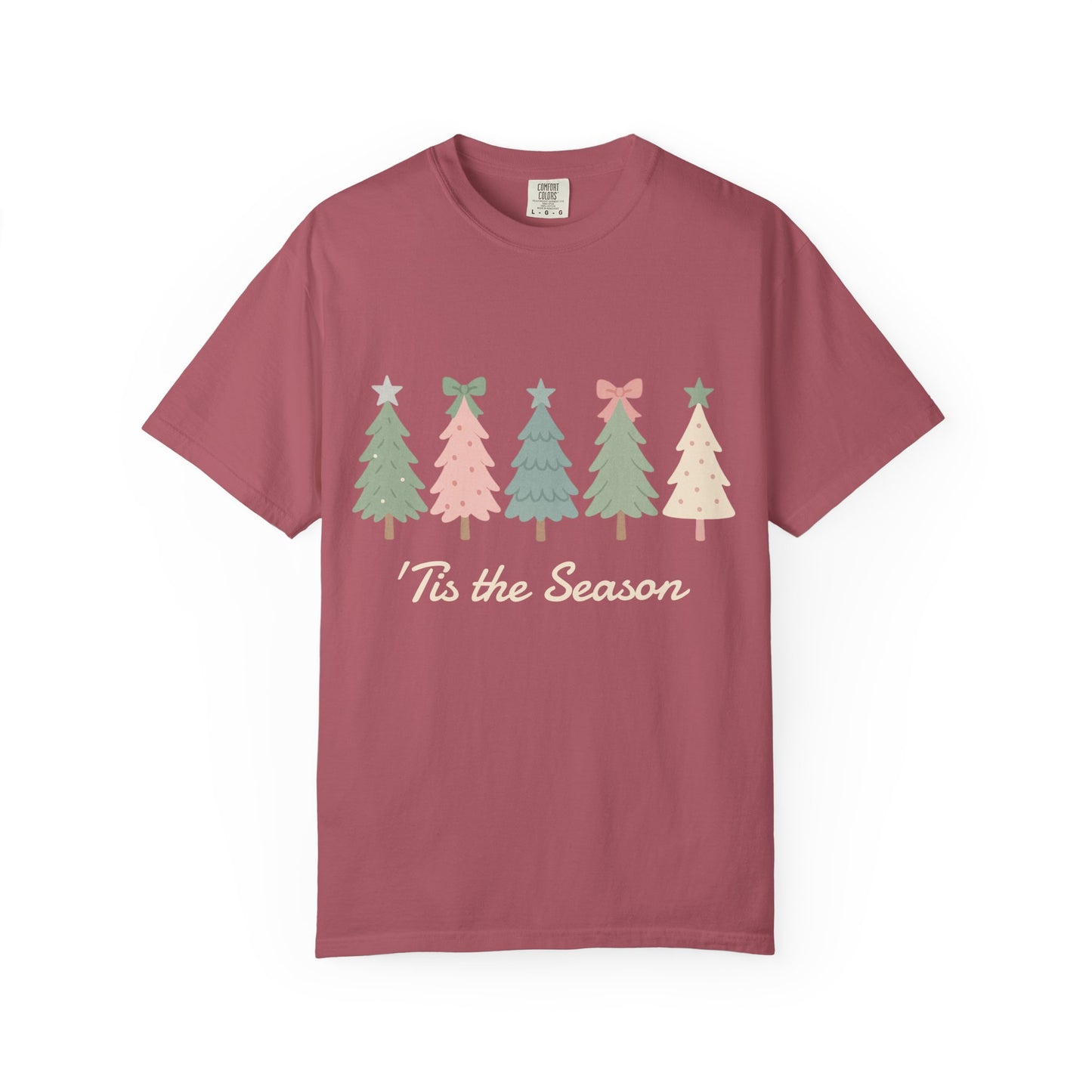 'Tis the Season Pink/Green Christmas Trees Comfort Colors 1717 T-Shirt