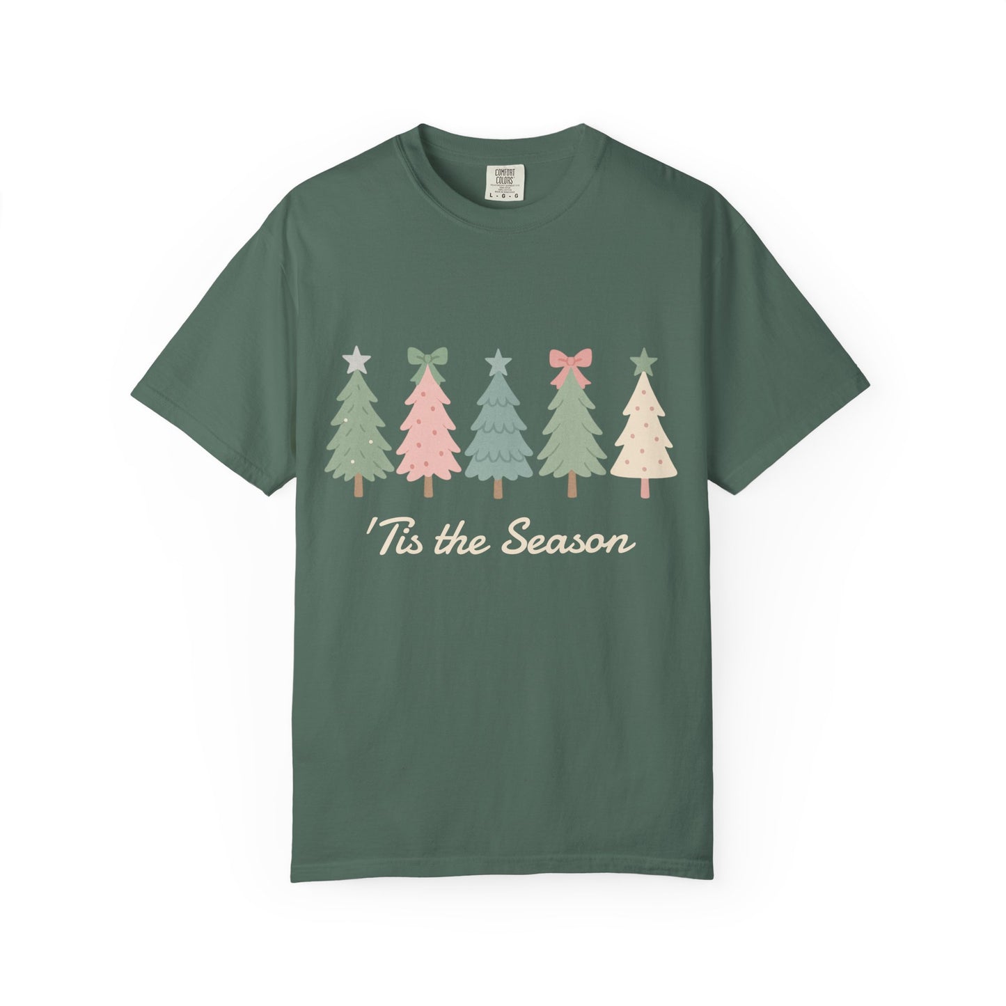 'Tis the Season Pink/Green Christmas Trees Comfort Colors 1717 T-Shirt
