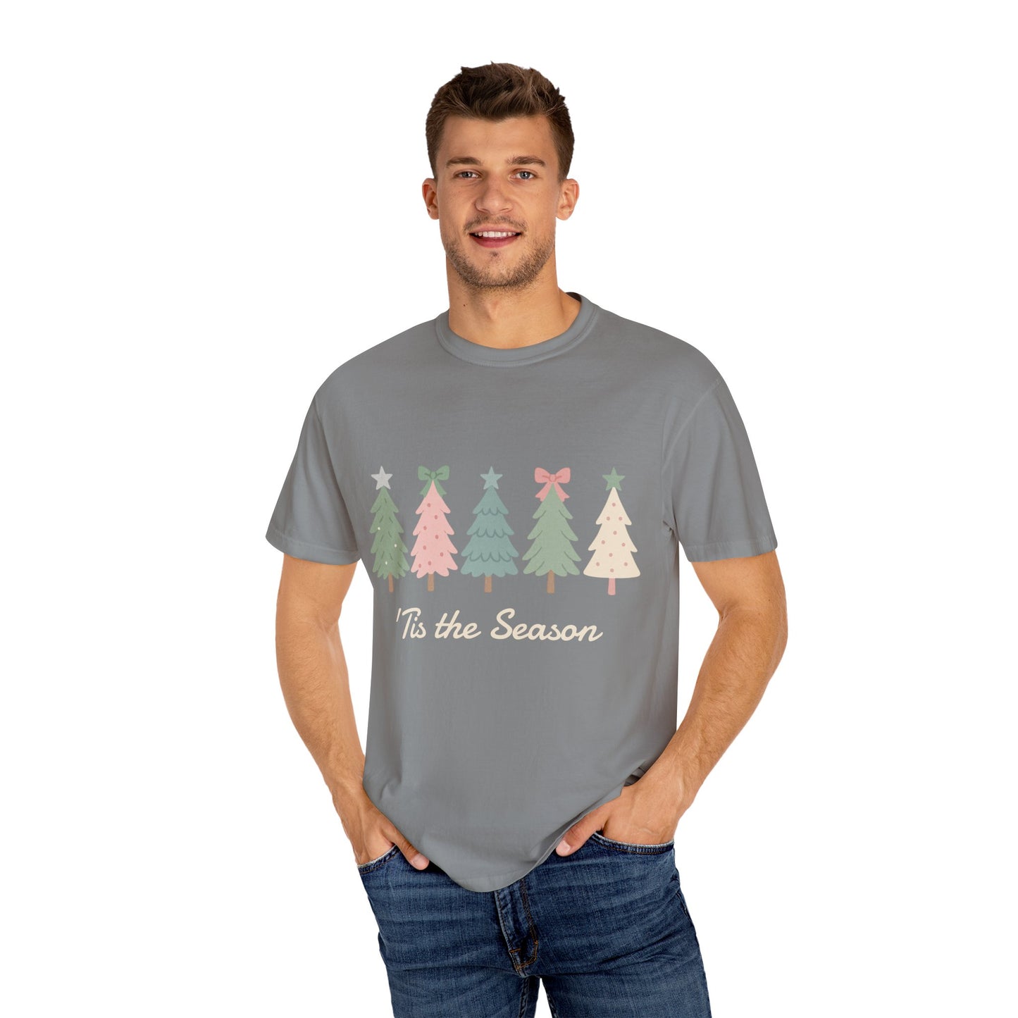 'Tis the Season Pink/Green Christmas Trees Comfort Colors 1717 T-Shirt